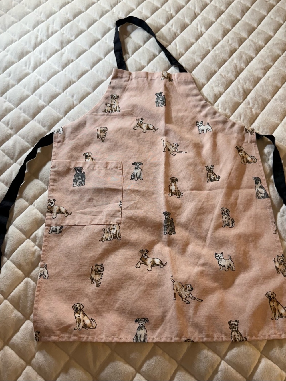 Bunny Street Kids Dog Print Cooking Apron Pink Size 5-7 Years